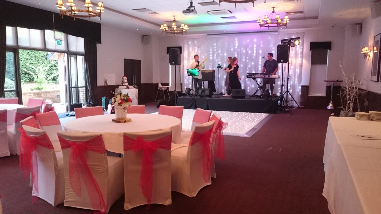 DeVere Arden Suite LED Twinkle Dancefloor and Stage Deck with Backdrop Lizard Events Ltd