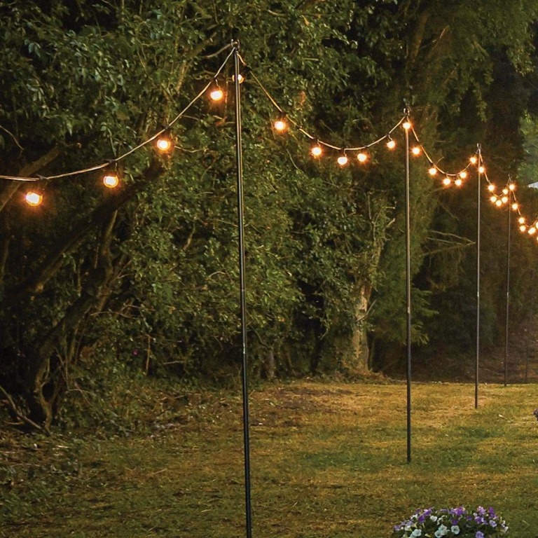 Outdoor Festoon Lighting / Bunting Pole Lizard Events Ltd