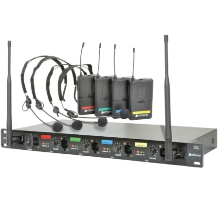 4 x Lapel / Headset UHF Wireless Microphone System QU4